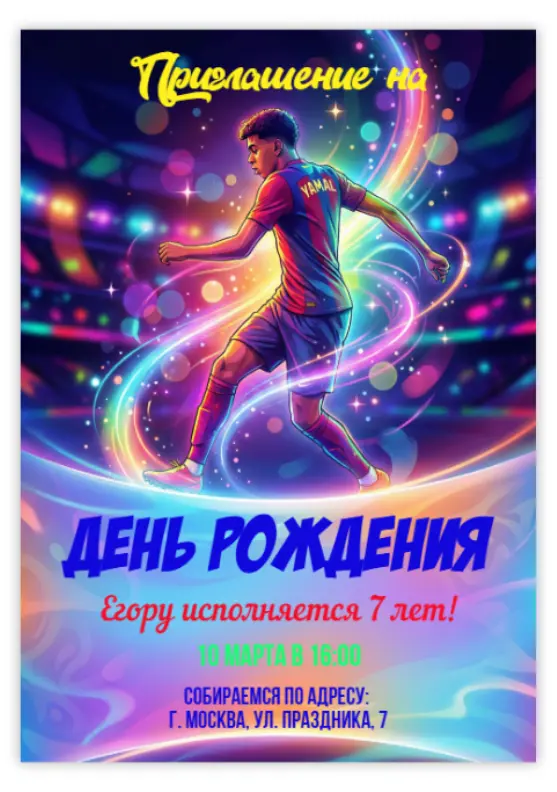 Футбольное приглашение с Ламином Ямалем