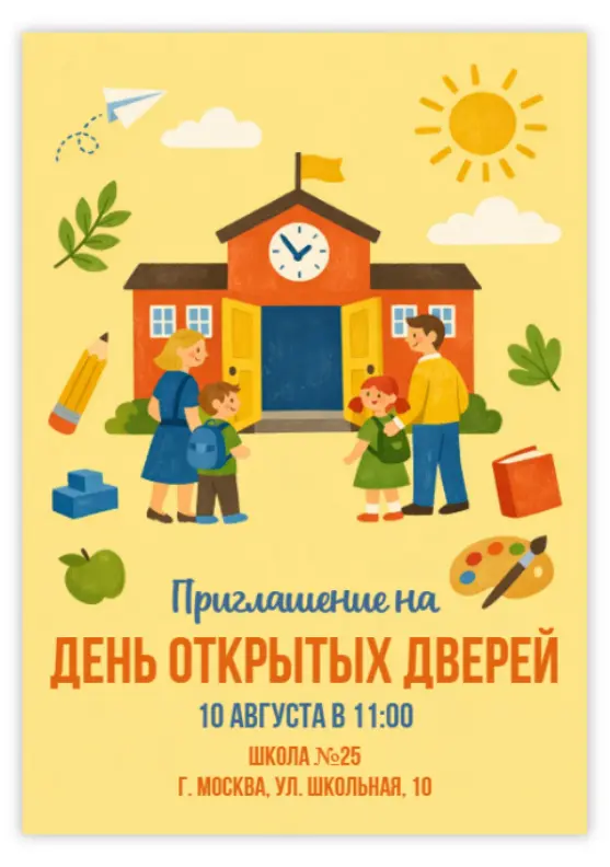 Красивое приглашение на день открытых дверей