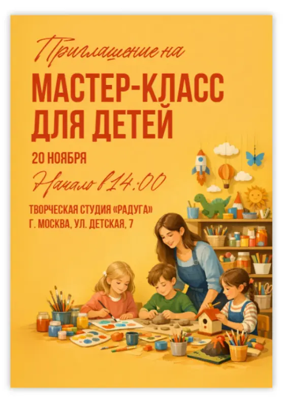 Красивое приглашение на мастер-класс