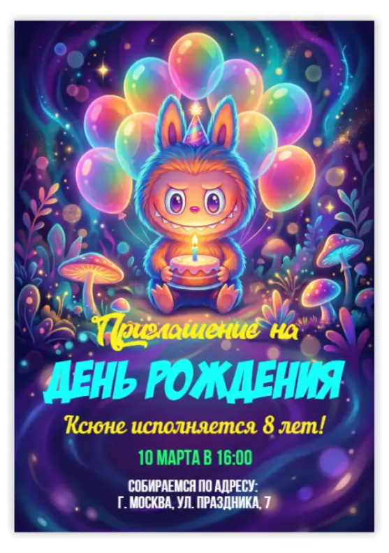 Милое приглашение с Лабубу