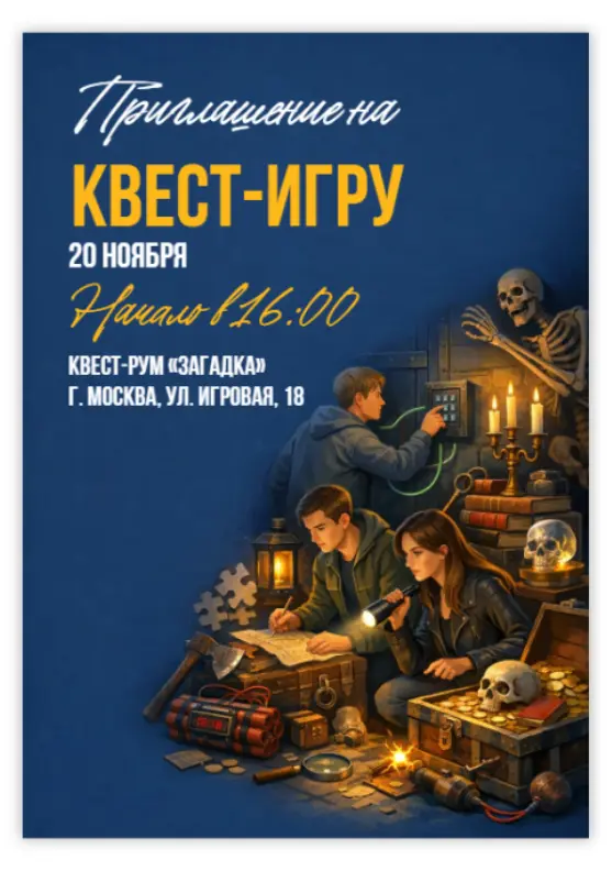 Оригинальное приглашение на квест