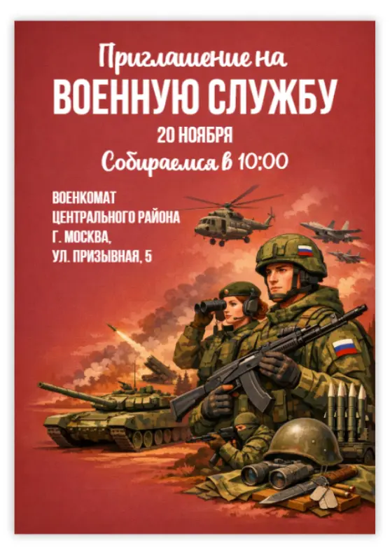 Приглашение для призывника