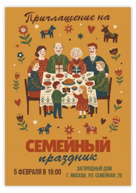 Приглашение для семейного праздника