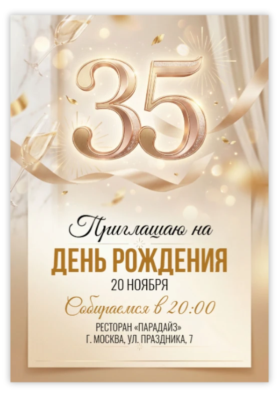 Приглашение на юбилей «35 лет»