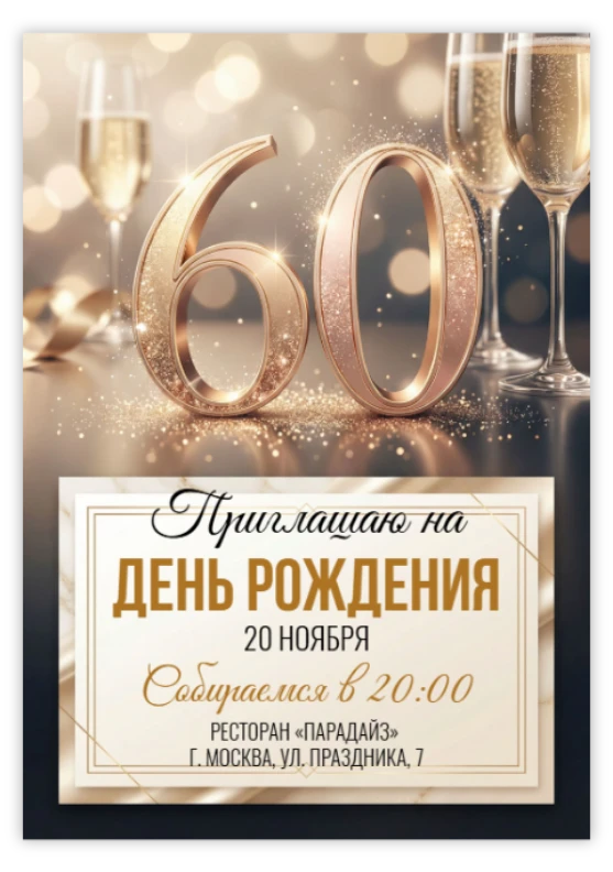 Приглашение на юбилей «60 лет»
