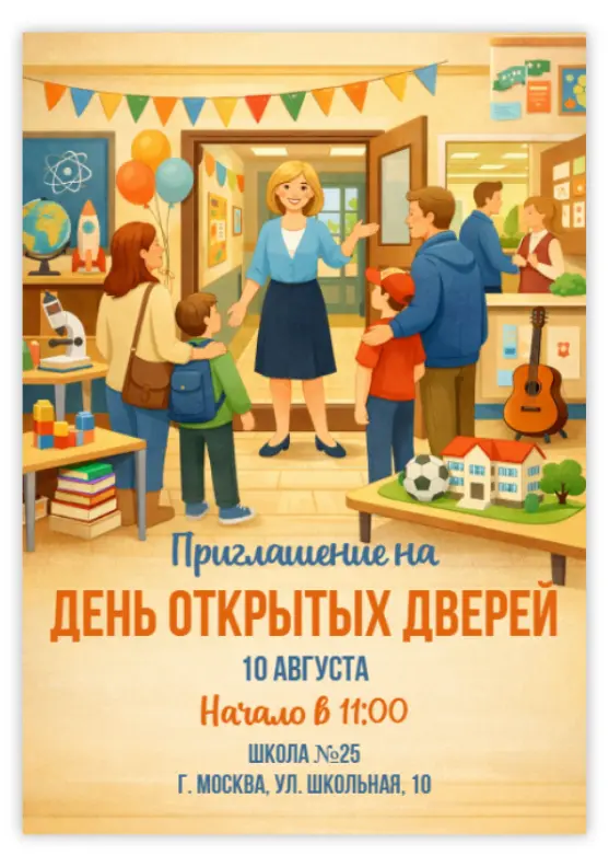 Приглашение на открытый день в школе