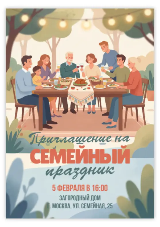 Приглашение на семейный праздник