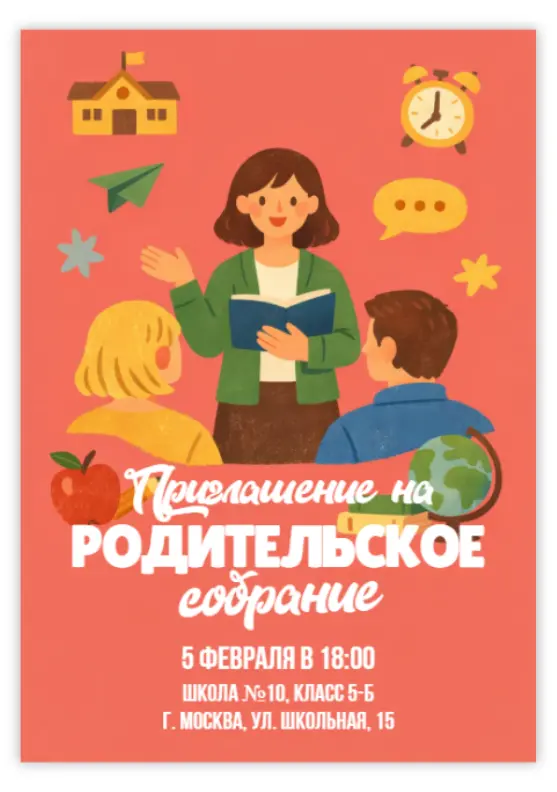 Приглашение на школьное родительское собрание