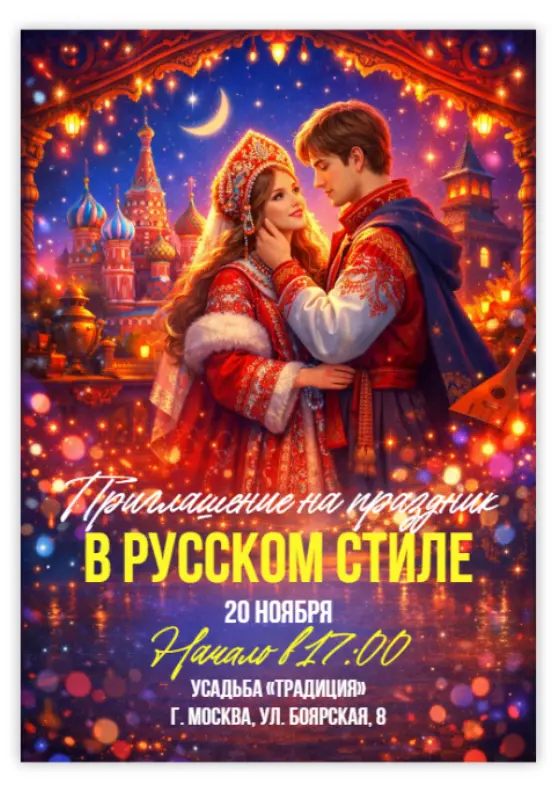 Приглашение в народном стиле