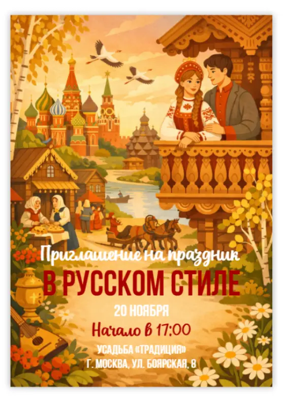 Приглашение в русском стиле