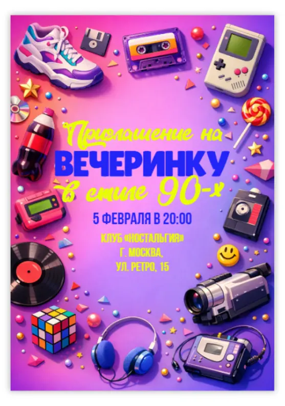 Приглашение в стиле девяностых