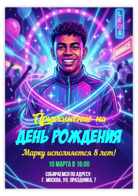 Пригласительное на день рождения с Ямалем
