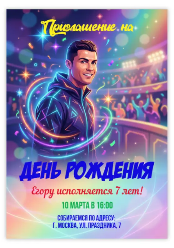 Пригласительное на день рождения с Криштиану Роналду