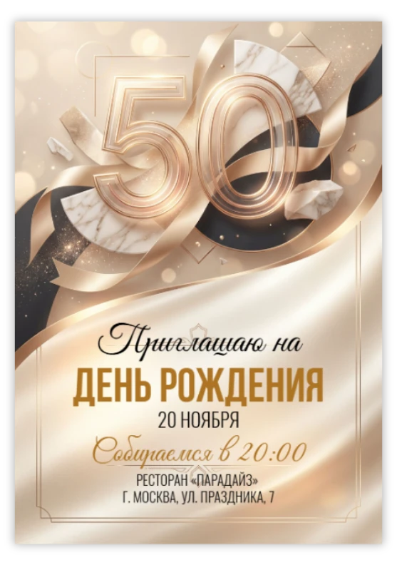Пригласительное на юбилей «50 лет»