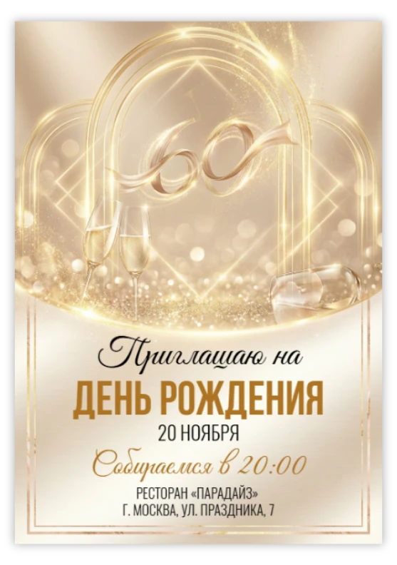 Пригласительное на юбилей «60 лет»