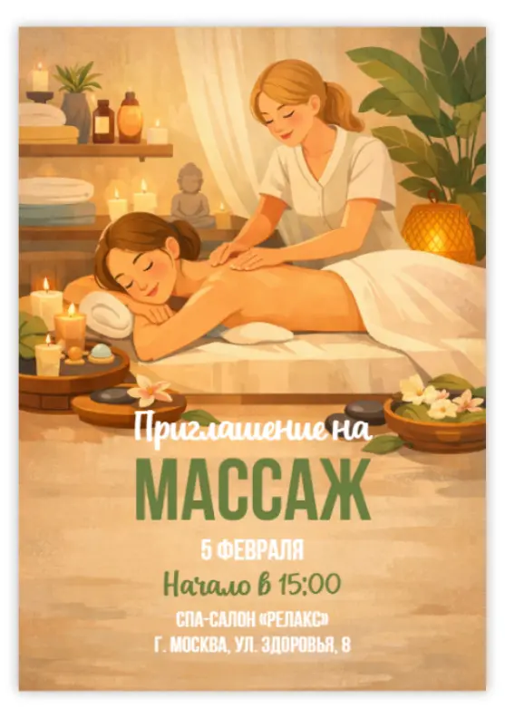 Пригласительное на сеанс массажа