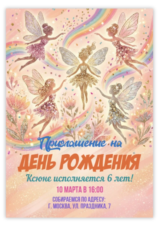 Пригласительное на вечеринку «Феи»