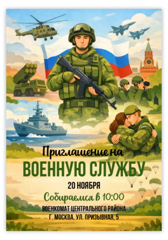 Пригласительное на военную службу