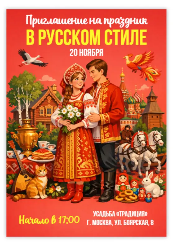 Пригласительное в русском стиле
