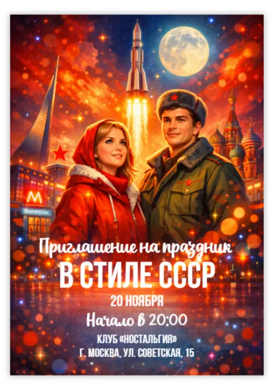 Пригласительное в стиле СССР